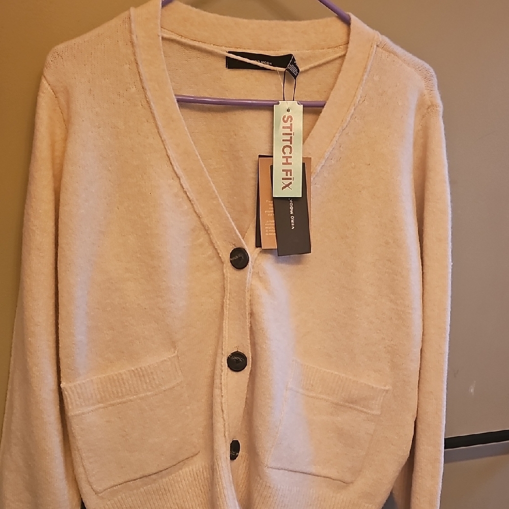 Vero Moda Cream Cardigan Sweater